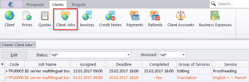 client client jobs window