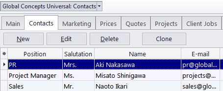 client contacts
