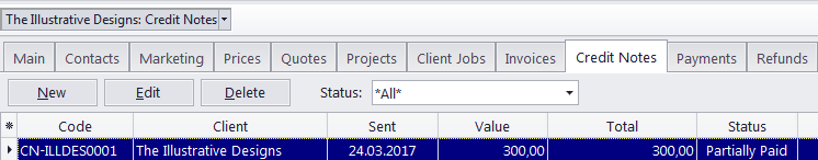 client credit notes