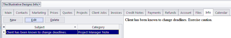 client info