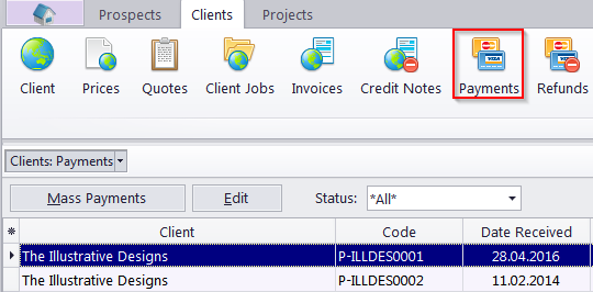 client payments window