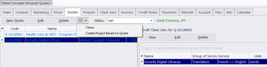 client quotes