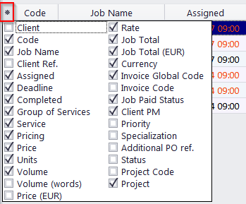 columns select