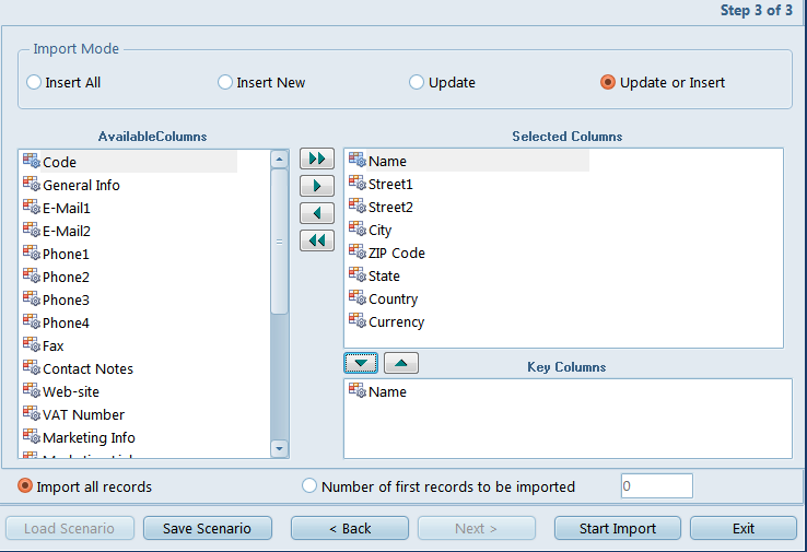 import column select