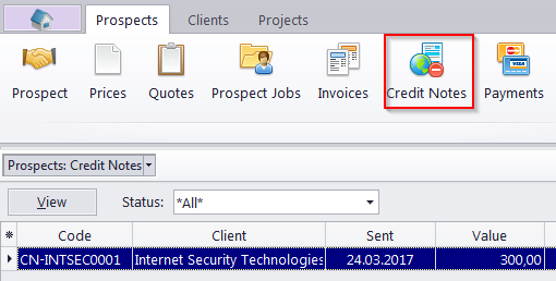 prospect credit notes window