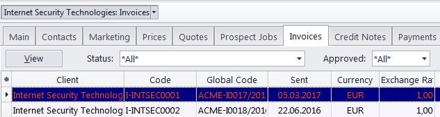 prospect invoices