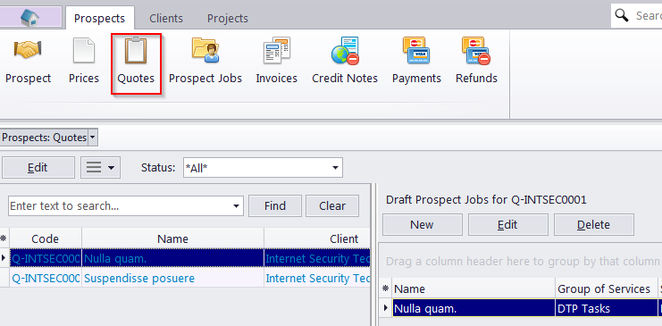 prospect quotes window