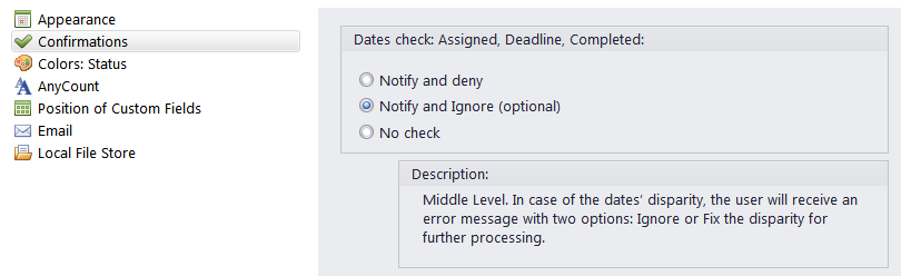settings confirmations