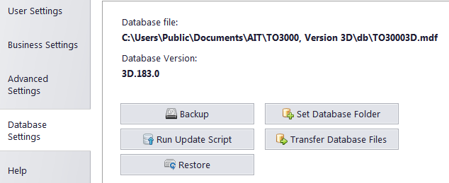 settings database