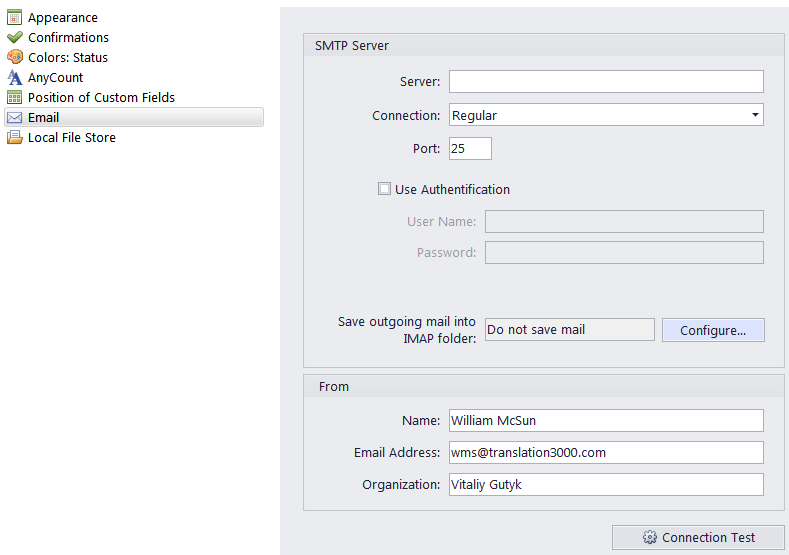 settings email