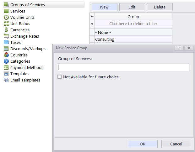 settings groups