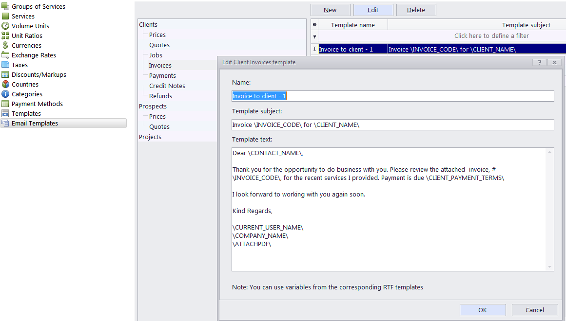 settings mail templates